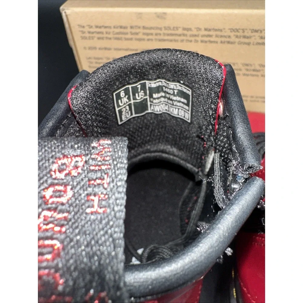 Dr. Martens 1460 T Toddler Boots Bright Red‎ Cosmic Glitter Side Zip Size 8 US